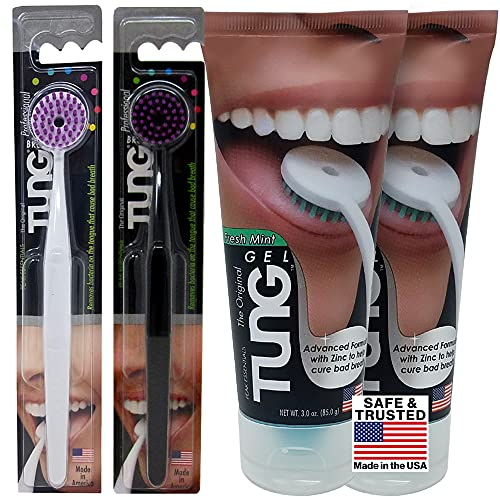 2 Tung-Bürsten und 2 Gel-Zungenreiniger, Partner-Packung, 4 Stück, 1 Packung