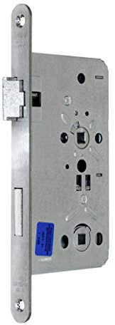 BKS Badezimmer Türschloss Objektqualität 0515 Kl. III mit Vierkant 55/78/8, Edelstahl Stulp: 20 x 235mm abgerundet, DIN Links incl. SN-TEC® Montageset