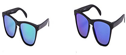 Ciffre 2 er Set Sonnenbrille EL-Sunprotect® Polarisierte Linsen Retro Vintage Style Nerd Look Stil Unisex Brille - Schwarz Blau Spiegel - Grün Schwarz Verspiegelt