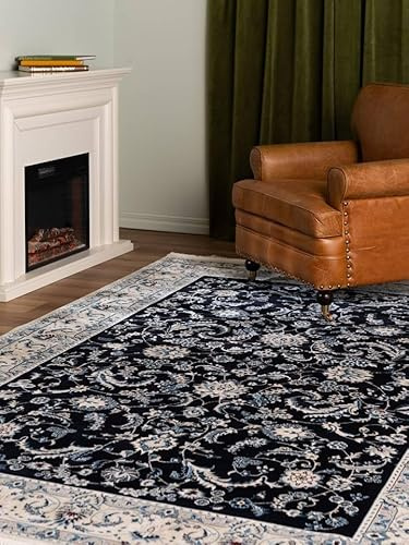 RugVista Nain Florentine Teppich, 160 x 230 cm, Dunkel Blau | Orientalische, Naher Osten, Traditionelle, Nain, Rechteckig, Niedriger Stapel, Nur chemische Reinigung, Oeko-Tex 100