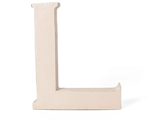 kadoh Holzbuchstabe L (20 cm) zum Aufstellen Handgemachter Buchstabe aus Holz im Vintage-Look als Deko (Creme-Weiß Vintage)