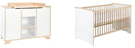 Schardt 10 980 70 00 Sparset Tokio bestehend aus Kinderbett, Umbauseiten und Wickelkommode, weiß