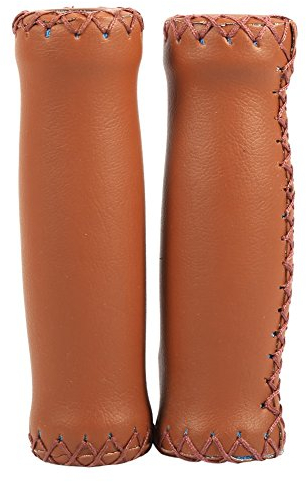 DEWIN Lenkergriffe Leder, 1 Paar Fahrradgriffe Leder Fahrrad Griffe Retro Griffabdeckung Braun