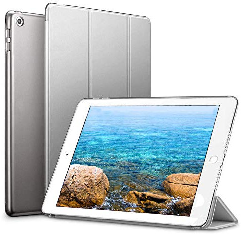 SOTEFE® Funda ultrafina para iPad Pro de 10,5 pulgadas, función atril inteligente, función de encendido y apagado automático, carcasa translúcida, parte trasera translúcida, color plateado