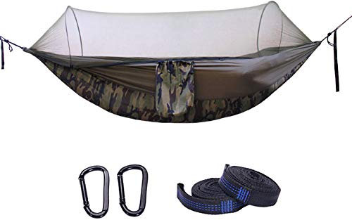 Camping Hängematte mit Moskitonetz, Fallschirm Stoff Doppel Hängematte Für Outdoor Reisen Indoor Camping Wandern, Camouflage
