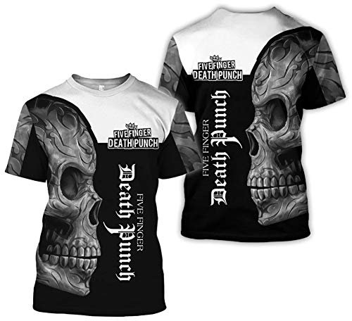 BBYOUTH Wikinger T-Shirt für Herren Sommer Kurzarm 3D Gedruckt Nordischer Mythos Damen Tattoo Cosplay Kurzarm (9 Grafik und 11 USA Größe),Five Finger Death Punch,4XL