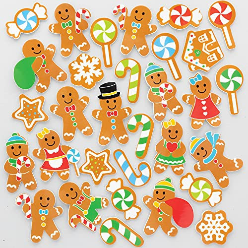 Baker Ross FC195 Lebkuchen Schaumstoff Sticker - 200 Stück, Moosgummi Aufkleber für Kinder zum Basteln, Gestalten und Dekorieren