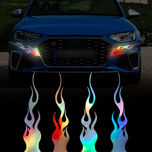 TOMALL 4 Stück 29 cm Reflektierende Aufkleber Auto Vinyl Racing Racing Flamme Streifen Aufkleber Golfwagen ATV Motorrad Fahrrad Skateboard Laptop DIY Dekoration (Farbverlauf)