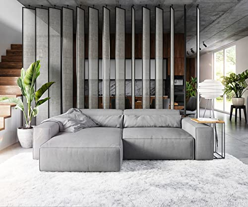 DELIFE Eckcouch Sirpio XL Mikrofaser Grau 270x170 cm Recamiere variabel