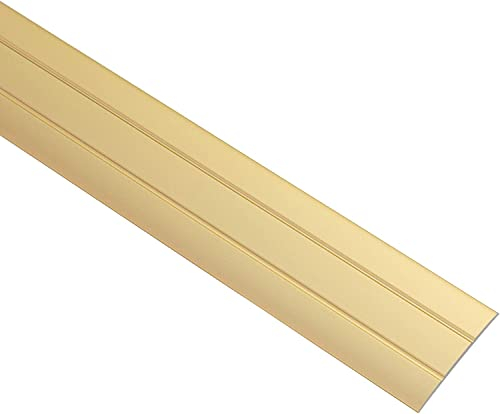 ALPENSTAHL Übergangsprofil selbstklebend | Länge 90 cm | Türschiene Breite: 37 mm | Boden-Schiene flach für Fußböden, Laminat | Zierleiste Aluminium zum Kleben | Alu Bodenprofil Messing Gold