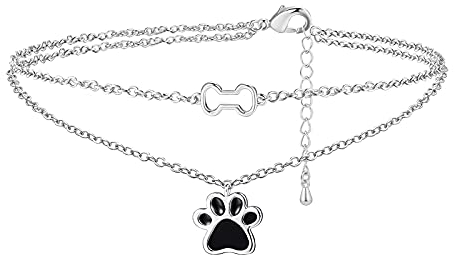 JIANGYUE Boho Armband Fußkettchen Damen Silber Armband mit Pfoten verstellbar Anhänger Fußkette für Frauen Mädchen
