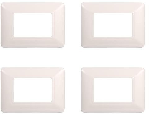 4 Pezzi Placche Compatibile Con Bticino Matix, Placche In Plastica (3 Posti/Moduli,Bianco)