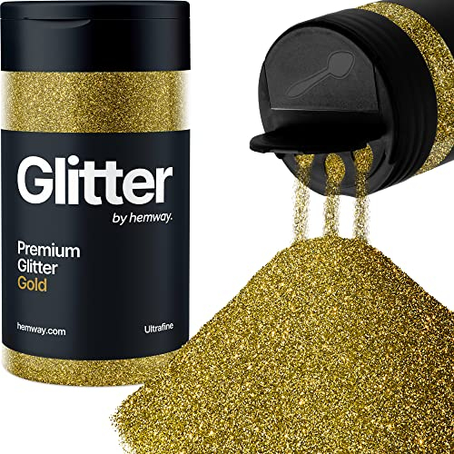 Hemway Premium Glitter Shaker - Gold | 130g Ultrafine Metallic Flake Sequins for Resin & Epoxy Crafts | Craft Supplies for Tumblers, Festival, Hair, Face, Body, Eye & Nail Art