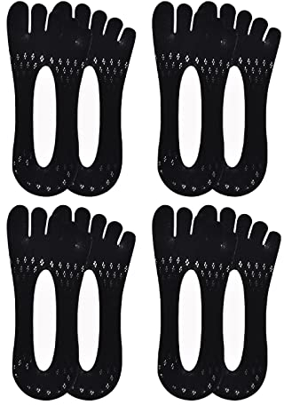 Vesaneae Fünf Finger Socken, Weich Low-Cut Ankle Sock, Damen Yogasocken, Socken für Pilates, Atmungsaktive Socken für Frauen, Orthopädische Kompressionssocken, Lady Invisibiles Socken (Black)