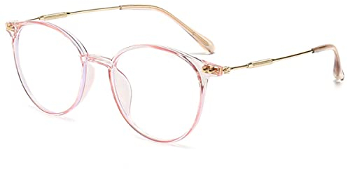 KOOSUFA Runde Blaulichtfilter Brille Brillengestelle Mode Computerbrille Damen Herren Ultra Leicht Verlaufsrahmen Metallbügel Brillenfassung Gaming Brille ohne Stärke Durchsichtig Rosa