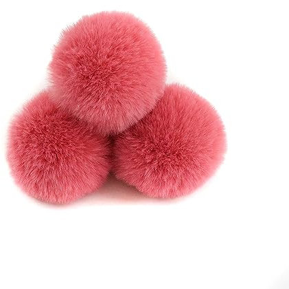 30 Stück 5cm Pompons Kunstfell Bommel Farbiger Fellknäuel mit Elastischer Schlaufe für DIY Basteln Weihnachtsdekoration Tischdekoration Geburtstagsdeko Kleideraccessoires,Dunkelrosa A