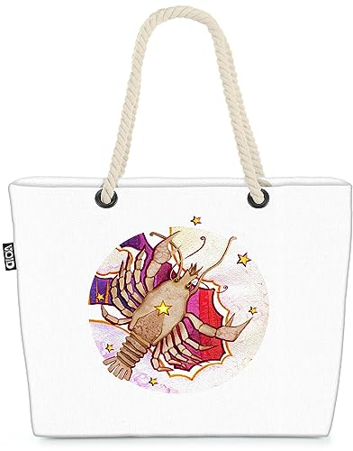 VOID Horoskop Astrologie Krebs Strandtasche Shopper 58x38x16cm 23L XXL Einkaufstasche Tasche Reisetasche Beach Bag