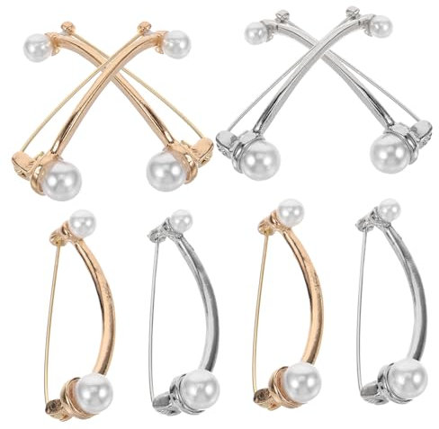 TOPPERFUN 8stücke Sicherheitsnadel Mit Perle Brosche Kleid Hosen Clip Damen Schmuck Accessoire Zum Befestigen Von Kleidung Und Accessoires