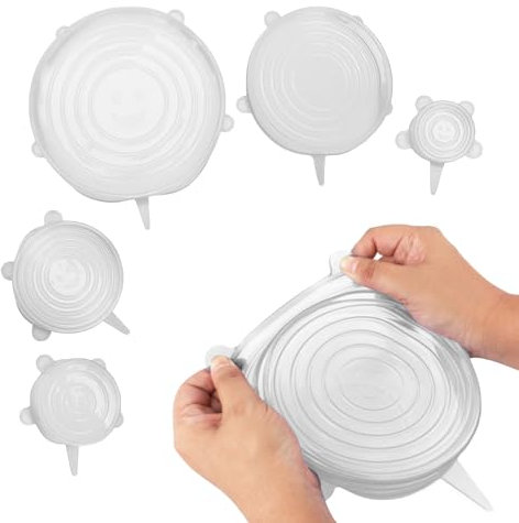 Rumyve 6pcs Silicone Stretching Lid - Universal Silicone Cat and Dog Can Lid, 6 Sizes (White)