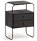 Wohnling Nachttisch Mango Massivholz/Steinoptik 40x60x30 cm Nachtschrank Boxspringbett, Industrial Nachtkonsole Schwarz mit 2 Schubladen & Ablagefläche, Nachtkommode Stauraum & Metallgestell