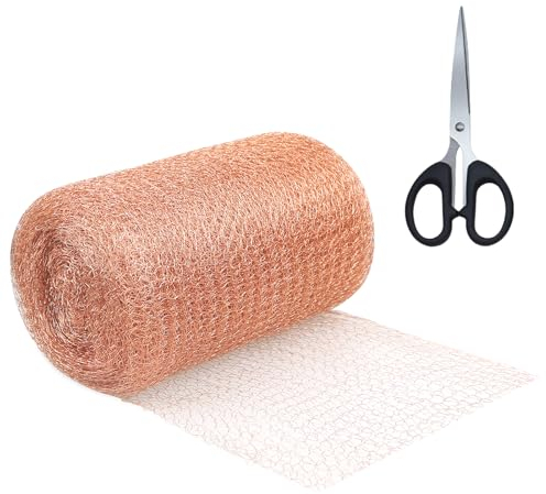 TOKIISHE Pure Copper Mesh Slug Repellent UK, 11m/36 Feet Fine Wire Mesh Double Layer Copper Wire Mesh Roll, Copper Tape for Plants Slug Control Rat Snail Birds Insect for Garden Pest Control