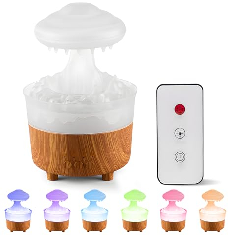 Wolken Luftbefeuchter, 230ML Regenwolken luftbefeuchter, Air Humidifier, Pilz Diffusor für ätherisches Öl mit 7 Farben Lichtern und Fernbedienung, für Entspannend schlafen Büro Schlafzimmer Räume