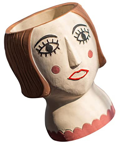 Supvox 1stk Avatar Blumentopf Keramikdekor Gesichtsvase Frauen Blumentöpfe Aus Ton Blumen Pflanzen Gesicht Pflanzentöpfe Gesicht Saftige Töpfe Behälter Sukkulenten Zement Blumengefäß Büro