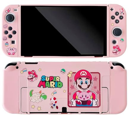 FUGUIZHU Custodia per Nintendo Switch,Cover Protettiva Custodia in Silicone Morbido Cover Anime Carino per Nintendo Switch NS Switch Joycon Console(QX204 Mario, Swith)