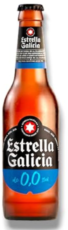 Estrella Galicia 0,0% Vol. - Spanisches Lagerbier alkoholfrei 12 x 0,33l - Inklusive Haus der Biere Berlin Bierdeckel