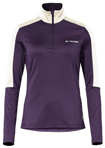 VAUDE Damen dünner Fleecepullover Livigno Halfzip II, angenehm warm, schnelltrocknend, atmungsaktiv, Passform: Slim fit, Eggplant, 44