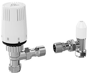 MYSON Petite TRV Radiator Valve Pack 15mm TRV & Lockshield Angled Chrome