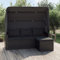 Homgoday Gartensofa mit Faltbares Dach Gartensofa 3 Sitzer Sofa Couch Balkonsofa Gartenmöbel Sonneninsel Lounge Gartenbank Gartenliege mit Fußhocker Loungemöbel Schwarz Poly Rattan