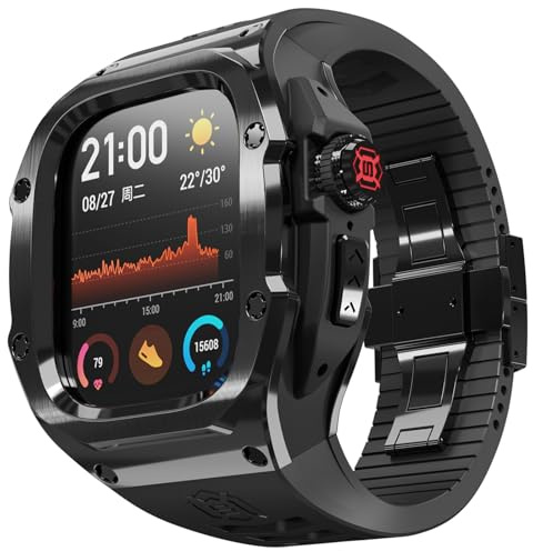 QANXGOG Armband Kompatibel mit Apple Watch Ultra 2/1 49mm, Robuste Herren-Schutzhülle mit TPU-Band, Sturzsicherer Bumper mit Band für iWatch Ultra 2/1,Black