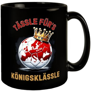 Stuttgart Europa Tasse in Schwarz mit Spruch Tässle fürs Königsklässle schwäbisch Mundart Saison 24/25 Echte Schwaben Dialekt