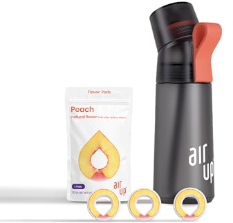 air up® Bouteille d'eau avec capsules aromatisées Gen 2 (620 ml) gris anthracite + 3 capsules de saveur pêche | Bouteille d'eau aromatisée sans sucre et anti-déversement avec paille | Bouteille d'eau