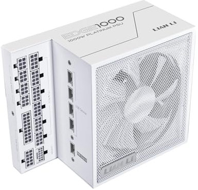Lian Li Edge Series-Fuente de alimentación modular completa de 1000 W, 80 Plus Platinum-ATX 3.0, 3.1-PCIE 5.1-Diseño en forma de L para carcasa de doble cámara, ventilador FDB de 120 mm, soporta hasta