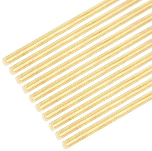 DMiotech 10er Pack 2,2 mm x 150 mm Messingstangen, Massiv runde Messingstange für DIY Handwerk Messing Schweißstangen Drehbank Barren Lager für Durchschlagwellen Modellflugzeug Schiff Auto