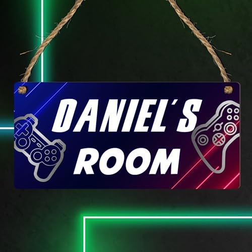 Personalised Gaming Room Sign for Kids - Custom Name Door Plaque - Gamer's Room Decor - 12 Unique Designs - Customised Nameplate for Bedroom Door - Ideal for Boys and Girls (Design 3)