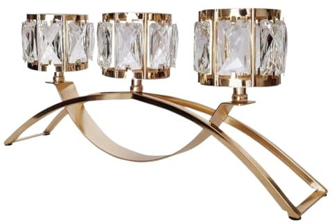 OUYUE Portacandele Candeliere Portacandele in Cristallo A 3 Bracci Candeliere Ad Arco da Tavolo Candelabri Centrotavola per Sala da Pranzo di Nozze Porta Candele