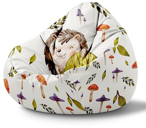 DreamRoots Sitzsack Kinder mit füllung - Sitzkissen Kinder Boden - Kinderzimmer Möbel - Sitzsäcke fürs kinderzimmer - Bean Bag S Cute Hedgehog