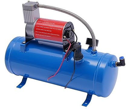 WOLEGM Compressore d'aria compressore, 12 V, silenzioso, fino a 150 PSI con serbatoio da 6 l, compressore d'aria per pneumatici auto, motori automobilistici, biciclette, palline, blu