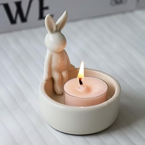 Kaninchen Kerzenhalter Teelicht, Ostern Deko Teelichthalter Aus Keramik, Ostern Kaninchen Kerzenständer, Geschenke Für Wohnzimmer Schlafzimmer Deko (Stil A)
