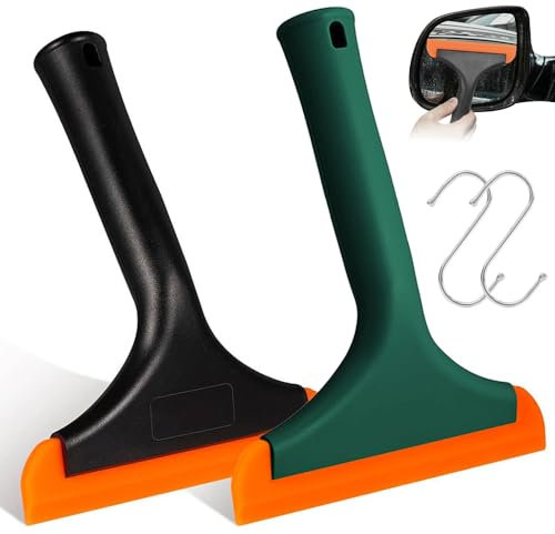 Limpiacristales de silicona, 2 unidades, pequeño limpiacristales para coche, de silicona, para ventanas de coche, espejos y cristales (verde oscuro/negro)