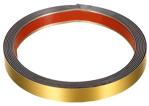Edelstahl Zierleisten Selbstklebend, Gold Zierleisten Wand, Wandleisten Selbstklebend fur Kantenschutz Wand, Zierleisten Wand für Decke Möbel Spiegel – Selbstklebend & Wasserdicht (5mx1cm）