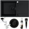 SINK Quality evier cuisine 1 bac avec egouttoir 78 x 46 cm - Lavabo 1 bac - Siphon noir PUSH en graphite et agent d'imprégnation inclus - Evier à poser - Évier cuve simple pour Meubles Bas de 60 cm
