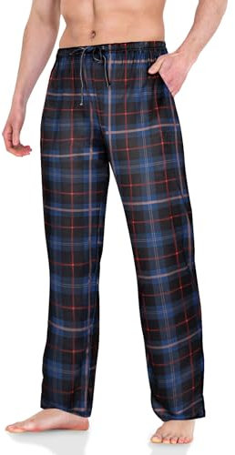 AUYAO Pantalon de Pyjama Homme, Bas de Pyjama Homme, Bas de Pyjama à Vêtements de Nuit & de Détente Maison Pantalon Pyjama, Long Pantalon pour Homme de Couleur Unie avec Cordon de Serrage et Poches(M)