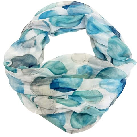 J26 Dots Punkte Seide Sommer Loop Farbverlauf Silk Uni Rundschal Schlauchschal Stola Schal leicht (Kreis Blau)