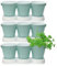 com-four® 3X 3er Kräutertopf mit Untersetzer - Pflanzentopf für Blumen und Kräuter - Deko Blumentopf für Garten, Balkon und Wohnung (Kräutertopf - türkis - 3 Stück)
