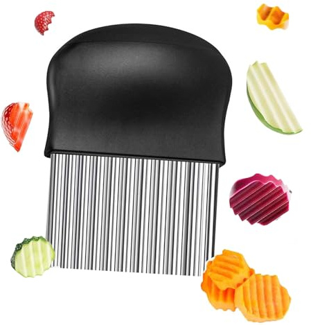 YUGUOLAN Wellenschneider Baby, Wellenmesser Für Gemüse, Riffelmesser, Wellenschnittmesser, Crinkle Cutter, Für Gemüse,Pommes, Butter, Und Obst (Schwarz)
