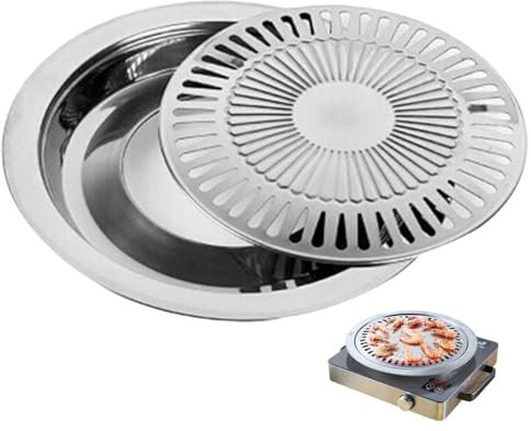 Pineeseatile Assiette de Barbecue, cuisinière coréenne Pan de Grill coréen Pane BBQ Grill 12 Rond